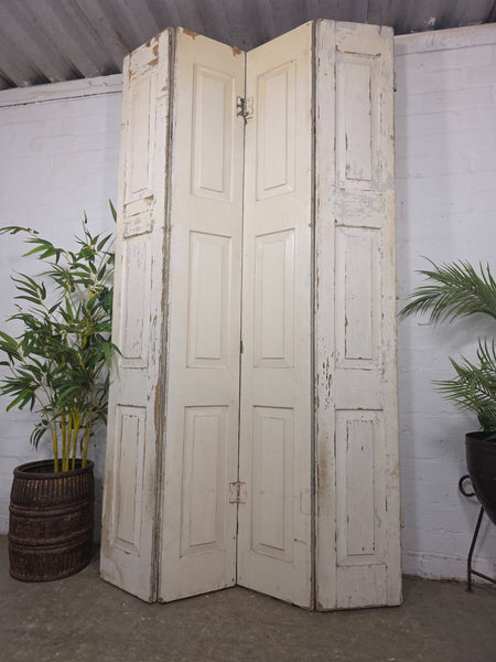 Vintage French Wooden Pine Bi Folding Window Door Shutters Screen Room Divider