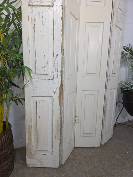 Vintage French Wooden Pine Bi Folding Window Door Shutters Screen Room Divider