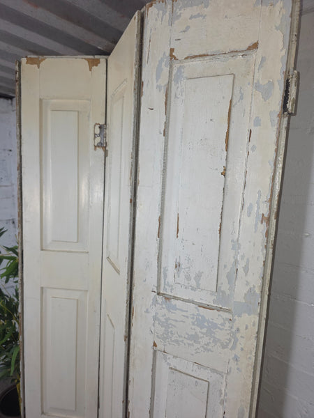 Vintage French Wooden Pine Bi Folding Window Door Shutters Screen Room Divider