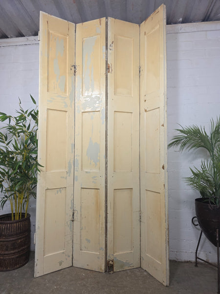 Vintage French Wooden Pine Bi Folding Window Door Shutters Screen Room Divider