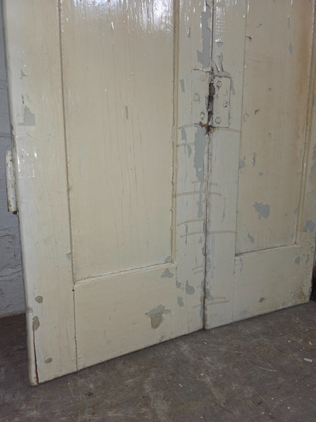Vintage French Wooden Pine Bi Folding Window Door Shutters Screen Room Divider