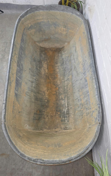 Large Vintage Hungarian Galvanised Tin Bath Tub Trough Garden Pond Herb Planter