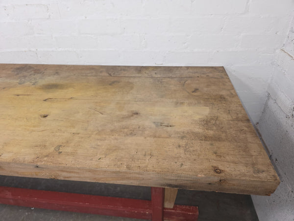 Antique Primitive French Rustic Solid Wooden Kitchen Island Butchers Prep Table
