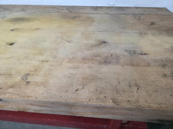 Antique Primitive French Rustic Solid Wooden Kitchen Island Butchers Prep Table
