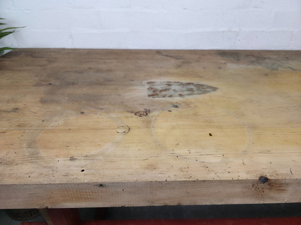 Antique Primitive French Rustic Solid Wooden Kitchen Island Butchers Prep Table