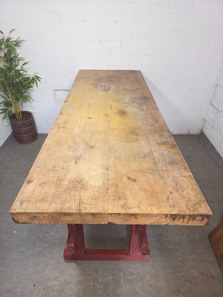 Antique Primitive French Rustic Solid Wooden Kitchen Island Butchers Prep Table