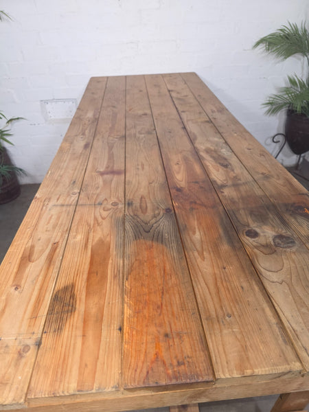 Vintage Rustic Military Pine Wooden Folding Trestle Dining Table Desk