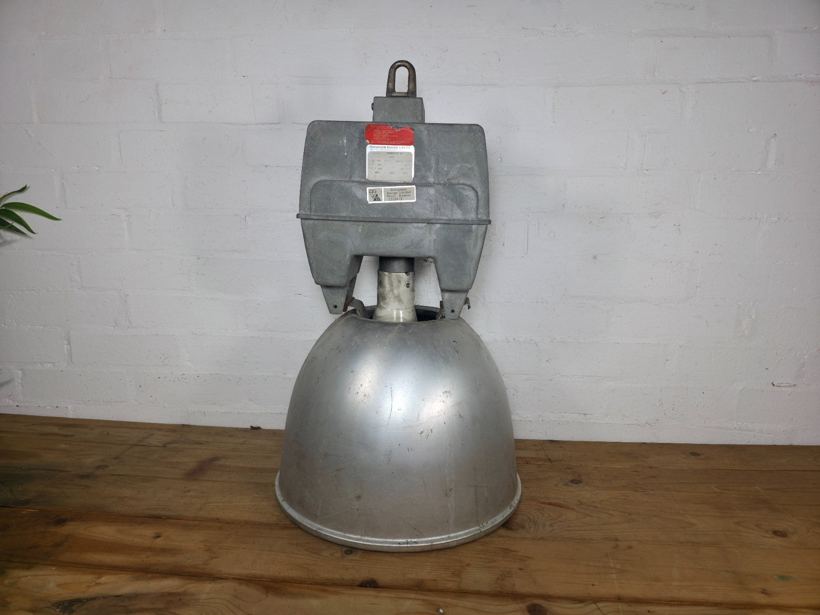 Large Vintage Industrial Holophane Prismpack Glass Ceiling Light Lamp Factory