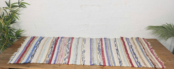 Vintage 1.5m 1950's Swedish Scandinavian Hand Woven Rag Rug Carpet Runner Yoga