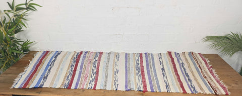 Vintage 1.5m 1950's Swedish Scandinavian Hand Woven Rag Rug Carpet Runner Yoga