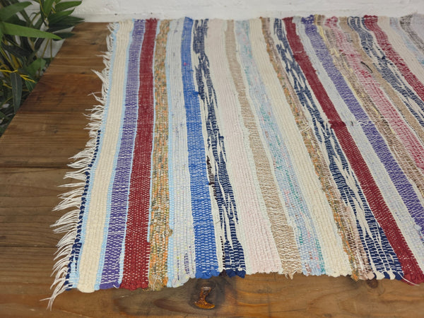 Vintage 1.5m 1950's Swedish Scandinavian Hand Woven Rag Rug Carpet Runner Yoga