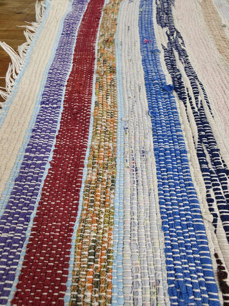 Vintage 1.5m 1950's Swedish Scandinavian Hand Woven Rag Rug Carpet Runner Yoga