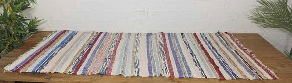 Vintage 1.5m 1950's Swedish Scandinavian Hand Woven Rag Rug Carpet Runner Yoga