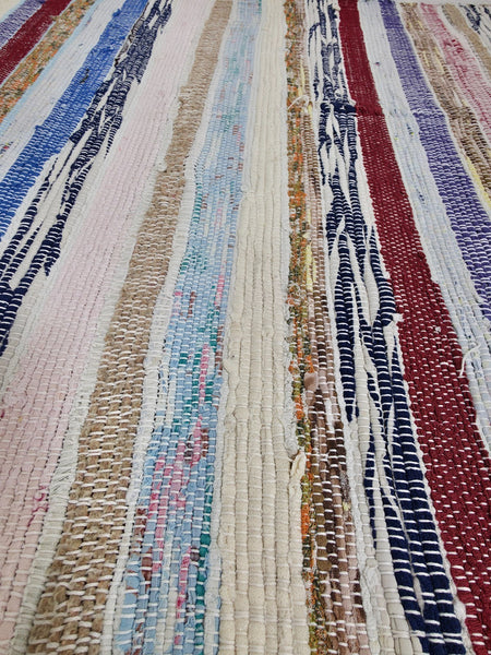Vintage 1.5m 1950's Swedish Scandinavian Hand Woven Rag Rug Carpet Runner Yoga