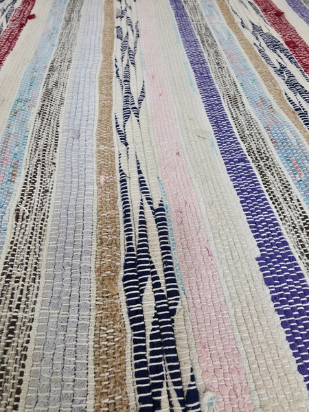 Vintage 1.5m 1950's Swedish Scandinavian Hand Woven Rag Rug Carpet Runner Yoga