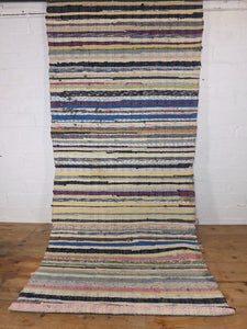 Vintage 4.5m 1950's Swedish Scandinavian Hand Woven Rag Rug Carpet Runner Yoga