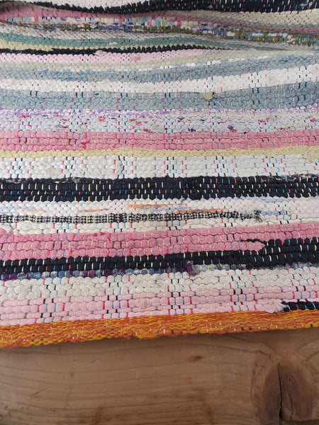 Vintage 4.5m 1950's Swedish Scandinavian Hand Woven Rag Rug Carpet Runner Yoga