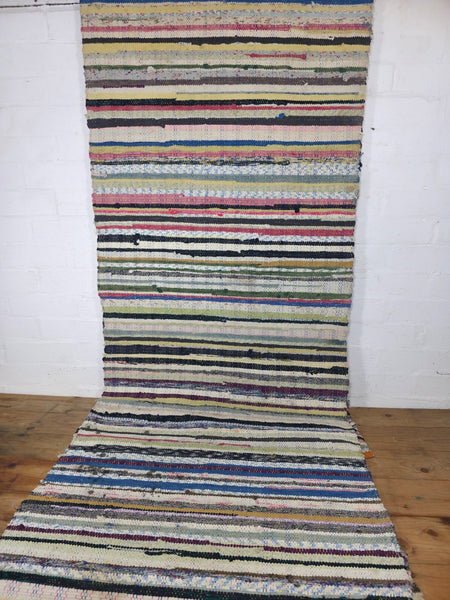 Vintage 4.5m 1950's Swedish Scandinavian Hand Woven Rag Rug Carpet Runner Yoga