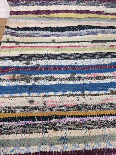Vintage 4.5m 1950's Swedish Scandinavian Hand Woven Rag Rug Carpet Runner Yoga