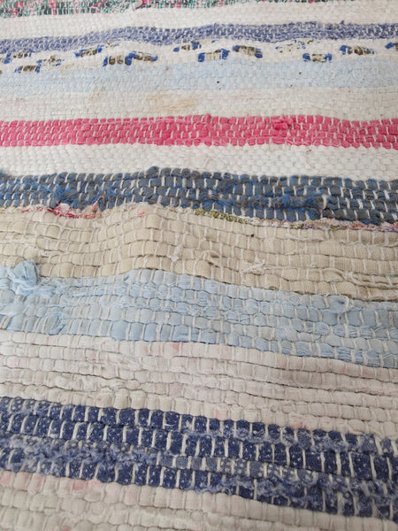 Vintage 2.6m 1950's Swedish Scandinavian Hand Woven Rag Rug Carpet Runner Yoga