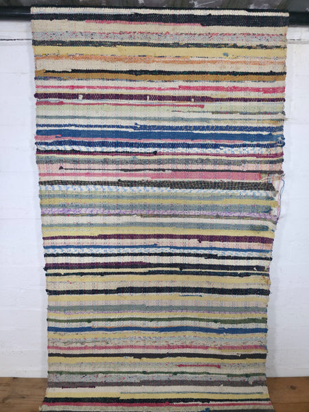 Vintage 4.5m 1950's Swedish Scandinavian Hand Woven Rag Rug Carpet Runner Yoga