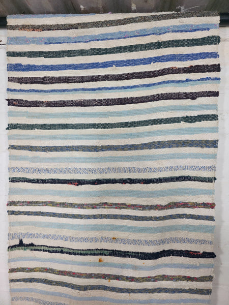 Vintage 2.6m 1950's Swedish Scandinavian Hand Woven Rag Rug Carpet Runner Yoga