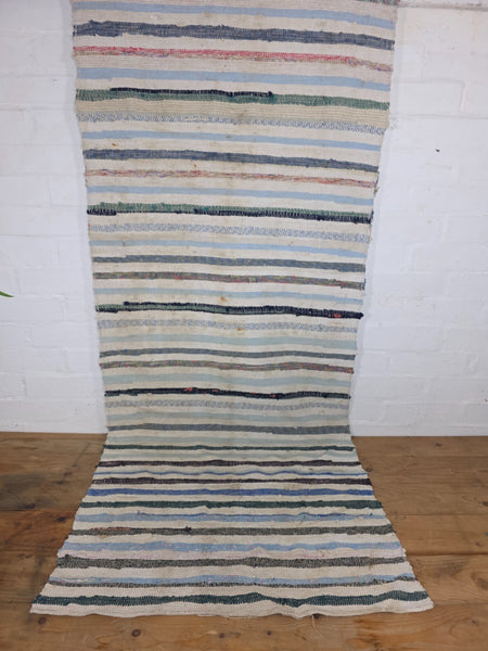 Vintage 2.6m 1950's Swedish Scandinavian Hand Woven Rag Rug Carpet Runner Yoga