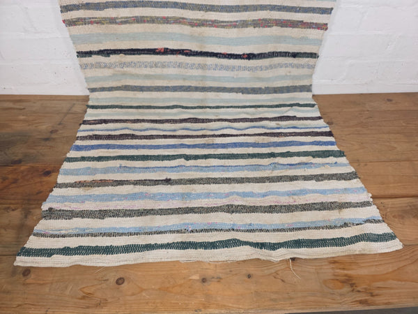 Vintage 2.6m 1950's Swedish Scandinavian Hand Woven Rag Rug Carpet Runner Yoga