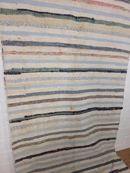 Vintage 2.6m 1950's Swedish Scandinavian Hand Woven Rag Rug Carpet Runner Yoga