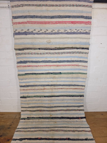 Vintage 2.6m 1950's Swedish Scandinavian Hand Woven Rag Rug Carpet Runner Yoga