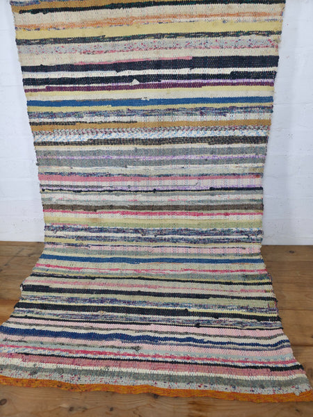 Vintage 4.5m 1950's Swedish Scandinavian Hand Woven Rag Rug Carpet Runner Yoga