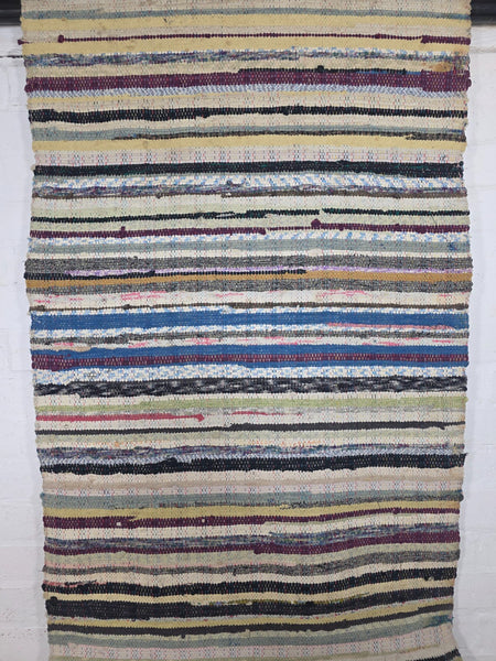 Vintage 4.5m 1950's Swedish Scandinavian Hand Woven Rag Rug Carpet Runner Yoga