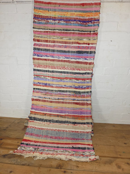 Vintage 7.9m 1950's Swedish Scandinavian Hand Woven Rag Rug Carpet Runner Yoga