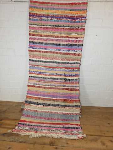 Vintage 7.9m 1950's Swedish Scandinavian Hand Woven Rag Rug Carpet Runner Yoga