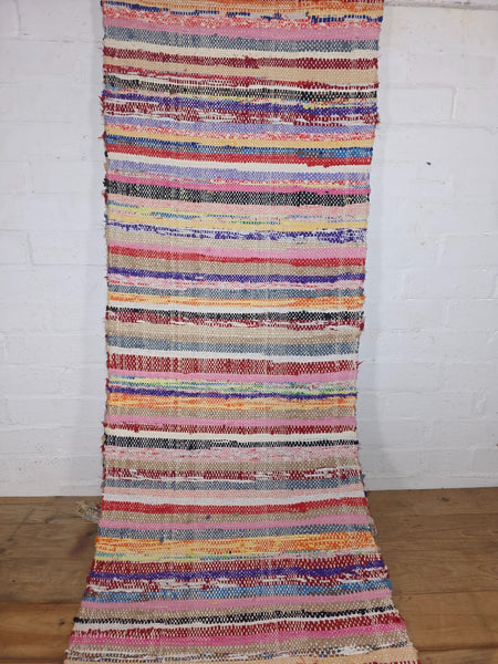 Vintage 7.9m 1950's Swedish Scandinavian Hand Woven Rag Rug Carpet Runner Yoga