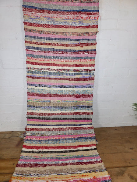 Vintage 7.9m 1950's Swedish Scandinavian Hand Woven Rag Rug Carpet Runner Yoga