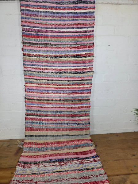 Vintage 7.9m 1950's Swedish Scandinavian Hand Woven Rag Rug Carpet Runner Yoga