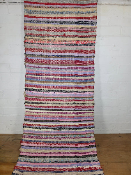 Vintage 7.9m 1950's Swedish Scandinavian Hand Woven Rag Rug Carpet Runner Yoga