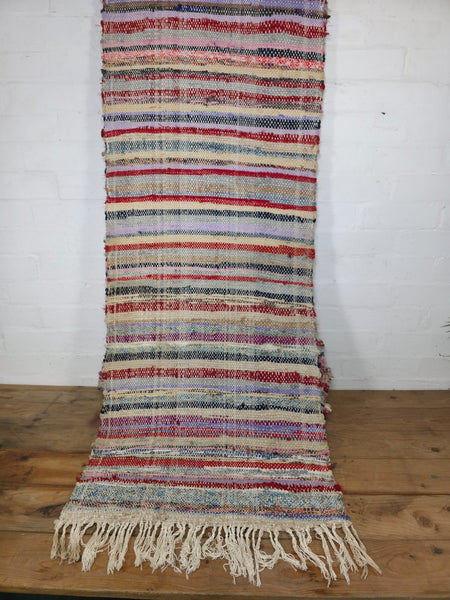 Vintage 7.9m 1950's Swedish Scandinavian Hand Woven Rag Rug Carpet Runner Yoga