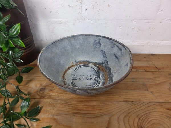 Vintage 1950's Agricultural Farming Galvanised Feeder Bowl BOCM