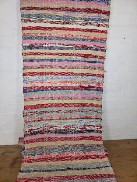 Vintage 7.9m 1950's Swedish Scandinavian Hand Woven Rag Rug Carpet Runner Yoga