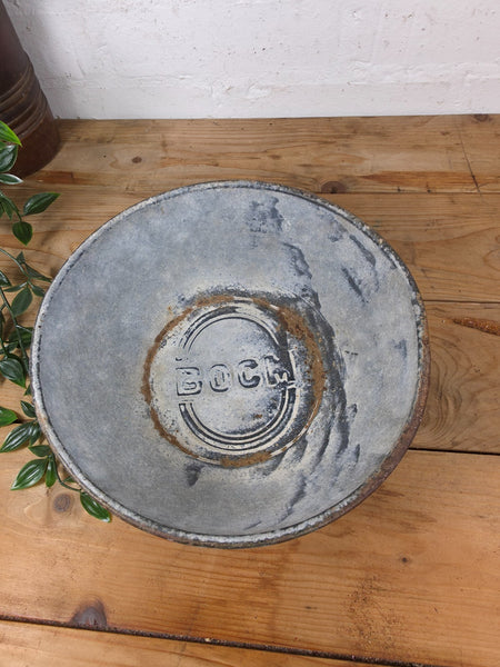 Vintage 1950's Agricultural Farming Galvanised Feeder Bowl BOCM