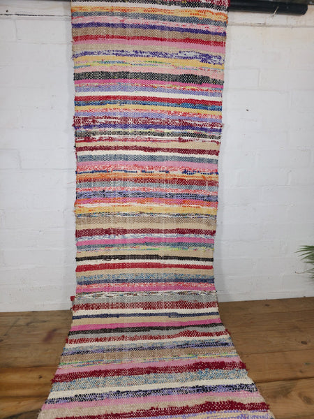 Vintage 7.9m 1950's Swedish Scandinavian Hand Woven Rag Rug Carpet Runner Yoga
