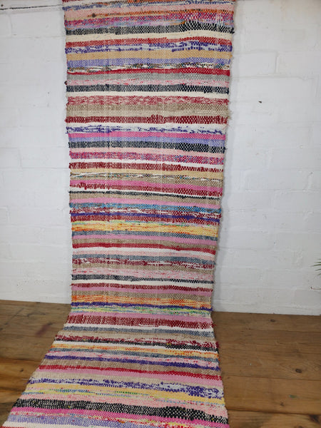Vintage 7.9m 1950's Swedish Scandinavian Hand Woven Rag Rug Carpet Runner Yoga