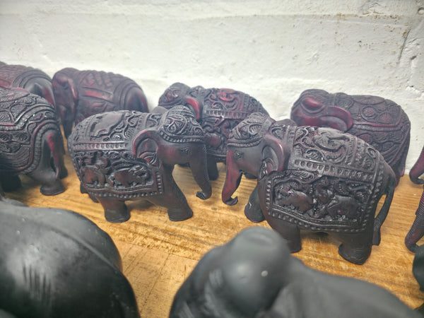 Job lot  74 Pieces Indian Hand Made Marble Resin Ornaments Statues Elephants