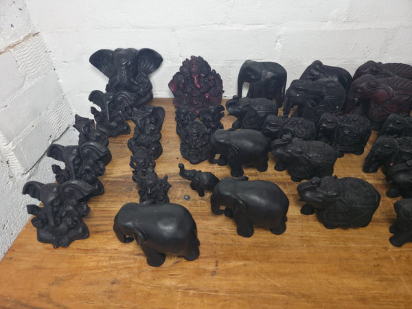 Job lot  74 Pieces Indian Hand Made Marble Resin Ornaments Statues Elephants