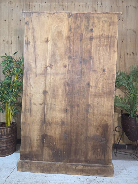 Vintage Reclaimed Hand Carved Indian Wooden Display Drinks Cabinet Cupboard