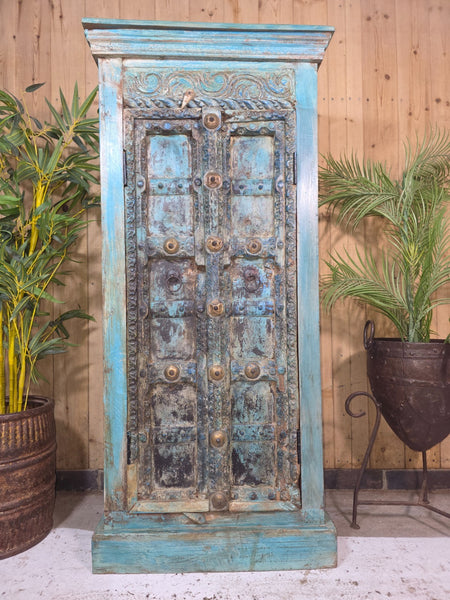 Vintage Reclaimed Indian Solid Wooden Drinks Storage Cupboard Wardrobe