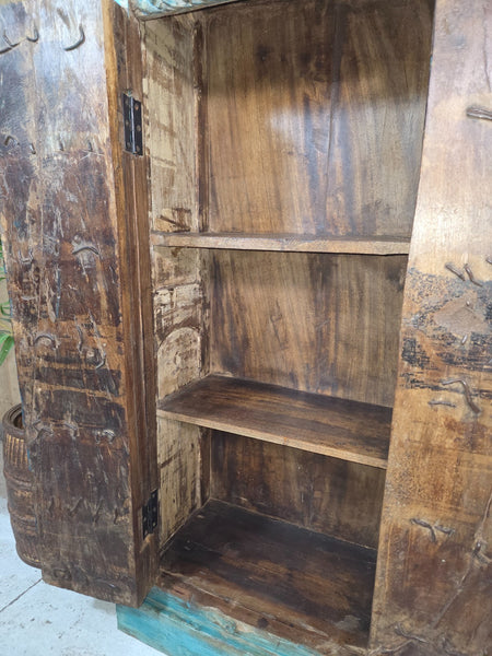 Vintage Reclaimed Indian Solid Wooden Drinks Storage Cupboard Wardrobe