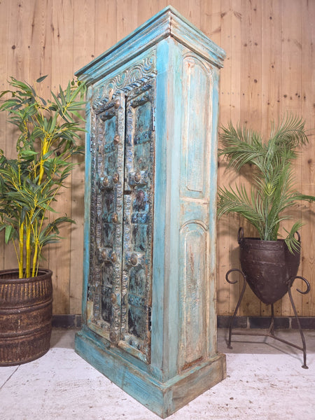 Vintage Reclaimed Indian Solid Wooden Drinks Storage Cupboard Wardrobe